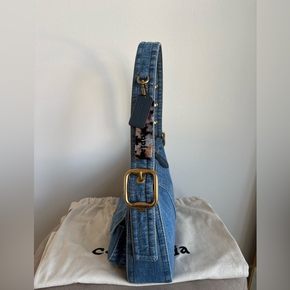 BRAND NEW!  Coachtopia Cargo Shoulder Bag In Upcrafted Denim - Picture 4 of 11